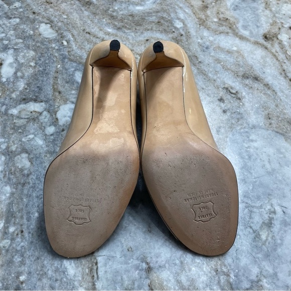 Stuart Weitzman Beige Nude Patent Leather Peep Toe Pump Women’s Size 8.5 - Picture 11 of 13
